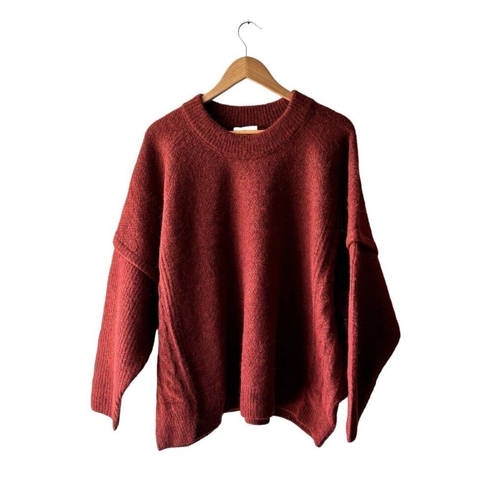 Madewell Size 3XL Brick Red Alpaca Blend Stretchy Boxy Cable Knit Sweater - New